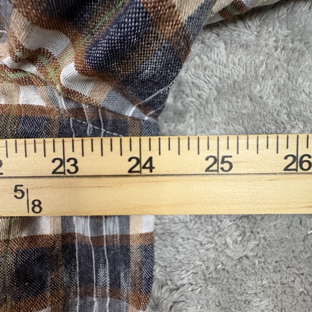 Carbon2Cobalt‎ Men's L Brown & Blue Plaid Linen Blend LS Button Up SEE DESC - Picture 11 of 14